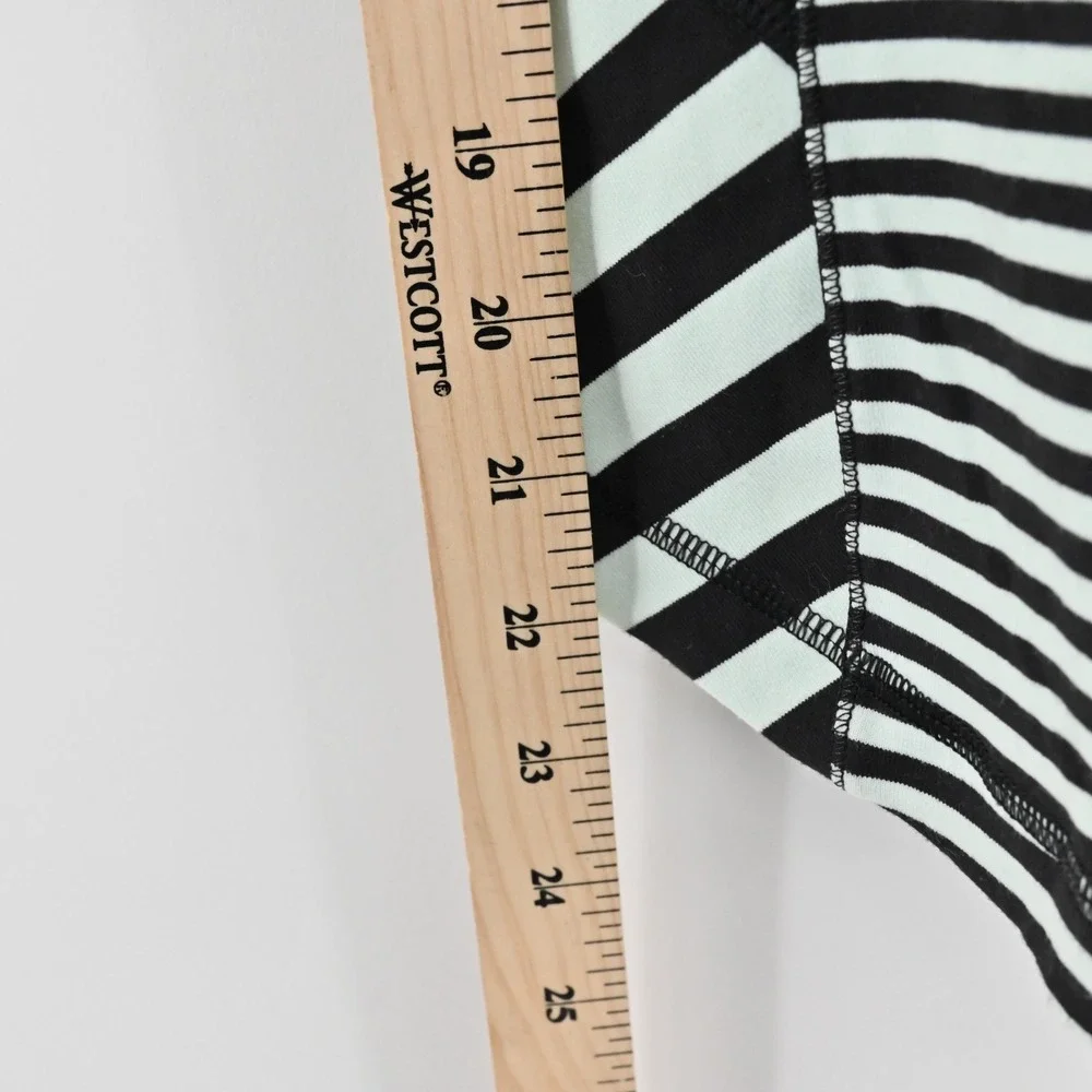 Lululemon Womens Work It Out Tank Top Size 4 Black Mint Green Stripe Logo Active